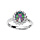 Bague en argent rhodi gros oxyde mystique arc en ciel et contour oxydes blancs