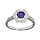 Bague en argent rhodi avec oxyde violet et contour oxydes blancs
