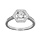 Bague en argent rhodié avec oxydes blancs forme hexagone