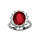 Bague en argent rhodi collection joaillerie orne d'1 gros oxyde rouge au centre entour de petits oxydes blancs