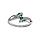 Bague en argent rhodi serpent double avec oxydes blancs et yeux oxydes verts