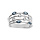 Bague en argent rhodi avec quatre rangs d'oxydes blancs et bleus