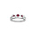 Bague en argent rhodi 2 rangs orn d'oxydes sertis fushia et blancs