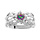 Bague en argent rhodi oxyde mystique arc en ciel et feuillage