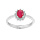 Bague en argent rhodi Rubis vritable et contour Topazes blanches serties