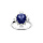 Bague en argent rhodi avec oxyde central bleu fonc et contour oxydes blancs sertis