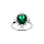 Bague en argent rhodi avec oxyde central vert et contour oxydes blancs sertis