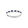 Bague en argent rhodi demi alliance pare d' oxydes bleus et blancs sertis