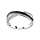 Bague en argent rhodi demi-rail d'oxydes blancs et demi-rail d'oxydes noirs croiss