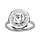 Bague en argent rhodi plateau rond orn d'oxydes blancs sertis et 1 plus gros au centre