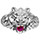 Chevalire lion en argent gros modle avec oxyde rouge entre les dents