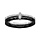 Bague en cramique noire facette 2 anneaux dont 1 anneau en argent rhodi avec demi rail d'oxydes blancs sertis