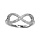 Bague en argent rhodi forme infini grand modle en oxydes blancs sertis