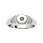 Chevalire en argent rhodi petit plateau rond contour d'oxydes blancs sertis