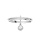 Bague en argent rhodi double anneau avec rail oxydes blancs sertis et pampille oxydes blancs sertis