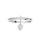 Bague en argent rhodi double anneau avec rail oxydes blancs sertis et pampille coeur oxydes blancs sertis