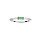 Bague en argent rhodi demi rail d'oxydes blancs et 1 oxyde vert central
