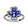 Bague en argent rhodi collection joaillerie trfle  4 feuilles en oxydes bleus et contours en oxydes blancs sertis