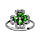 Bague en argent rhodi collection joaillerie trfle  4 feuilles en oxydes verts et contours en oxydes blancs sertis