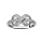 Bague en argent rhodi forme infini en oxydes blancs sertis sur rail d'oxydes blancs