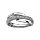 Bague en argent rhodi 1 demi rail d'oxydes blancs sertis et 2 brins croiss