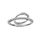 Bague en argent rhodi semi-rail d'oxydes blancs avec anneau ovale lisse derrire