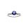Bague en argent rhodi grand diamtre, un oxyde bleu serti 4 griffes et oxydes blancs sur les cts