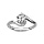Bague en argent rhodi oxyde blanc soliatire serti griffes entre 2 bagues lisses et ouvrages