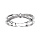 Bague en argent rhodi 2 brins croiss en forme de X dont 1 lisse et l'autre en rail d'oxydes blancs sertis