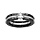Bague en cramique noire 3 anneaux, 2 en cramique noire et 1 anneau central d'oxydes blancs sertis avec 1 gros oxyde carr blanc serti