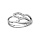 Bague en argent rhodi 4 feuilles vides dont 2 lisses et 2 en rail d'oxydes blancs sertis