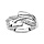 Bague en argent rhodi avec 1 bande d'oxydes blancs sertis et brins lisses croiss
