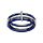 Bague en cramique bleu 3 anneaux, 2 en cramique bleu facett et 1 en argent rhodi avec barre centrale orne d'oxydes blancs sertis