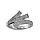 Bague en argent rhodi avec 3 barrettes ornes d'oxydes blancs sertis
