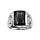 Bague en argent rhodié style Chevalière plateau rectangulaire en Agate noire