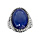 Bague en argent rhodi anneau cisel orn d'1 grosse Agate bleue