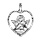 Pendentif argent rhodié coeur Ange contour ajouré diamanté
