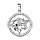 Pendentif en argent rhodi rond avec signe du zodiaque Taureau et contour d'oxydes blancs sertis