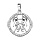 Pendentif en argent rhodi rond avec signe du zodiaque Gmeaux et contour d'oxydes blancs sertis