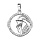 Pendentif en argent rhodi rond avec signe du zodiaque Capricorne et contour d'oxydes blancs sertis