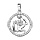 Pendentif en argent rhodi rond avec signe du zodiaque Verseau et contour d'oxydes blancs sertis