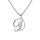 Collier avec pendentif en argent rhodi initiale D majuscule avec oxydes blancs sertis longueur 42cm + 3cm