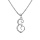 Collier avec pendentif en argent rhodi initiale E majuscule avec oxydes blancs sertis longueur 42cm + 3cm
