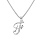 Collier avec pendentif en argent rhodi initiale F majuscule avec oxydes blancs sertis longueur 42cm + 3cm