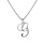 Collier avec pendentif en argent rhodi initiale G majuscule avec oxydes blancs sertis longueur 42cm + 3cm