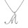 Collier avec pendentif en argent rhodi initiale M majuscule avec oxydes blancs sertis longueur 42cm + 3cm