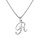 Collier avec pendentif en argent rhodi initiale R majuscule avec oxydes blancs sertis longueur 42cm + 3cm