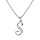 Collier avec pendentif en argent rhodi initiale S majuscule avec oxydes blancs sertis longueur 42cm + 3cm