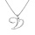 Collier avec pendentif en argent rhodi initiale V majuscule avec oxydes blancs sertis longueur 42cm + 3cm