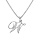 Collier avec pendentif en argent rhodi initiale W majuscule avec oxydes blancs sertis longueur 42cm + 3cm